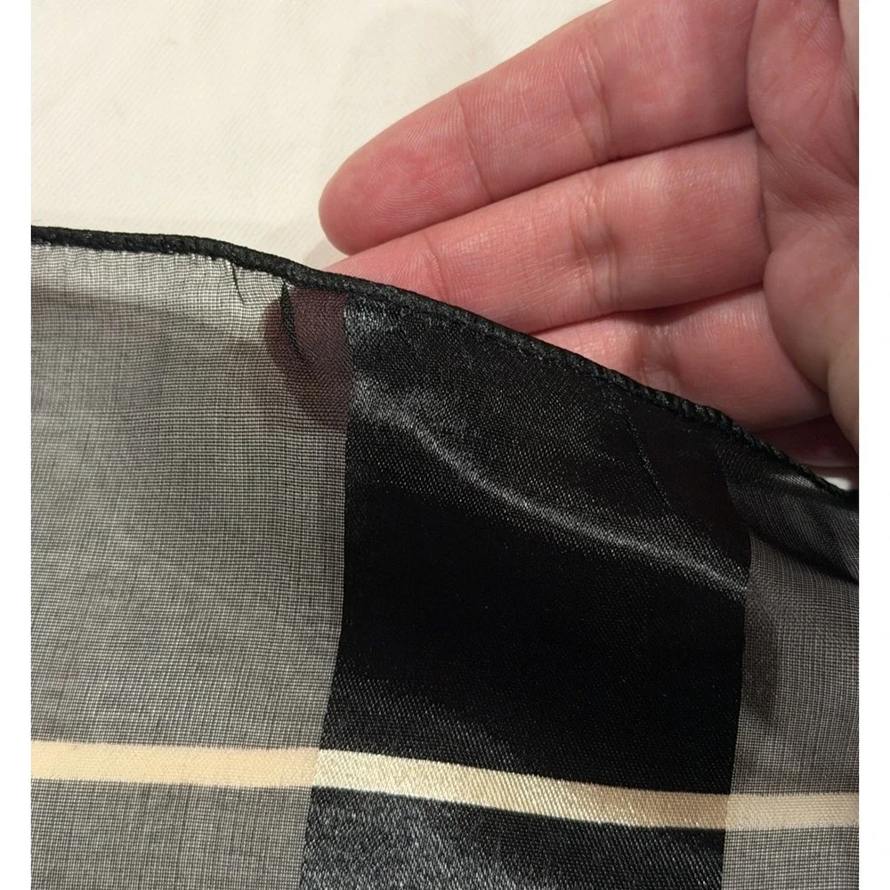 Vintage Fendi Black & Beige Transparent Silk Scarf Iconic FF Monogram – Square